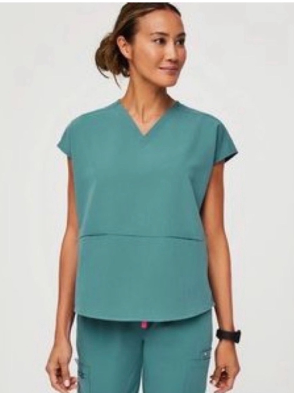 Womens V-Neck Cap Sleeve Top in Teal